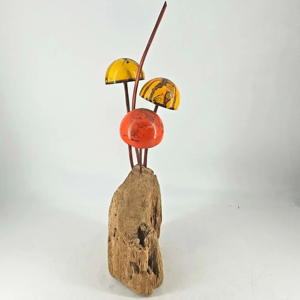 Vintage MCM Burl driftwood n Mushroom figurine Sculpture 1960s